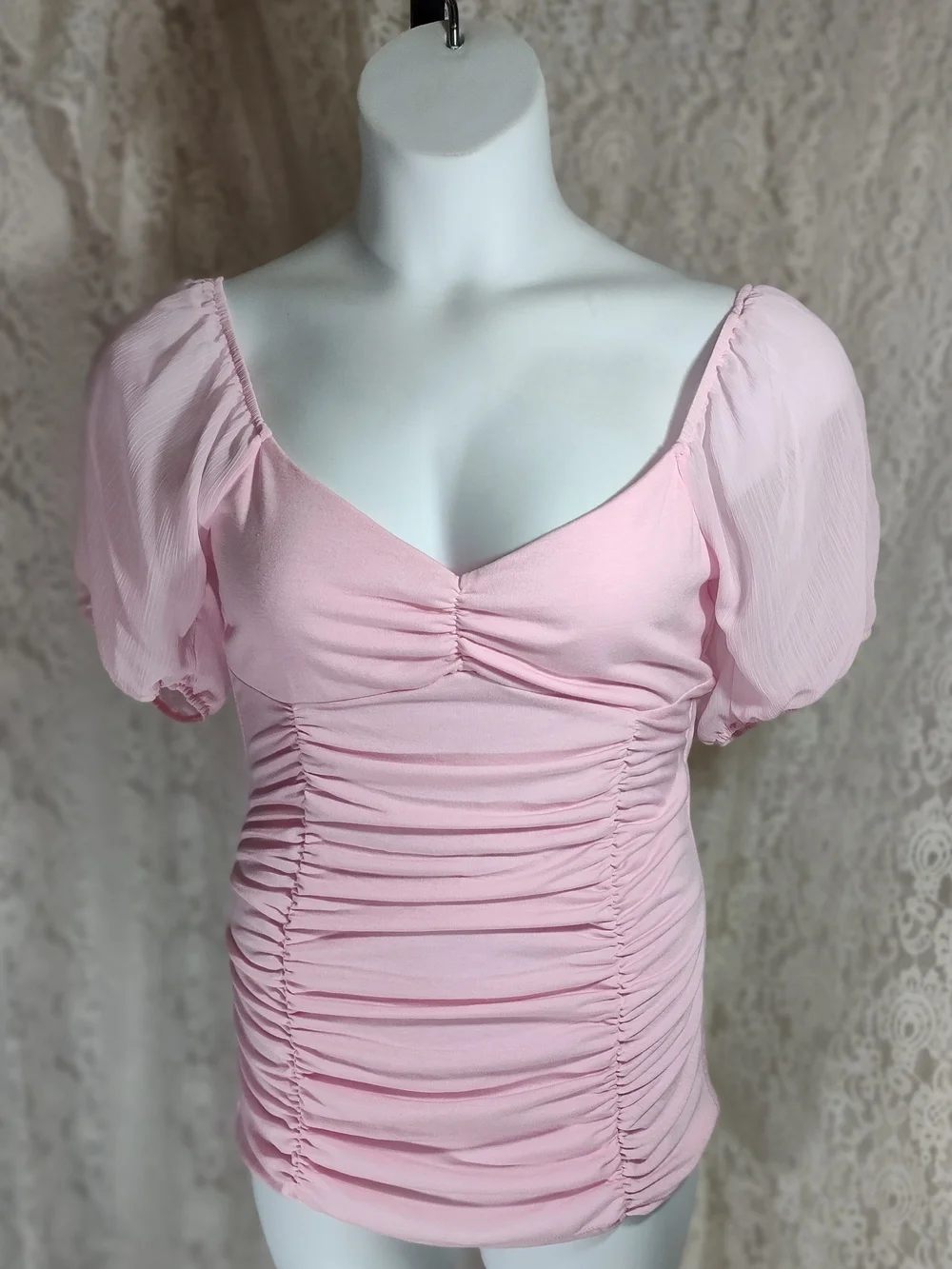 Rue21 Light Pink Top with Sheer Accents